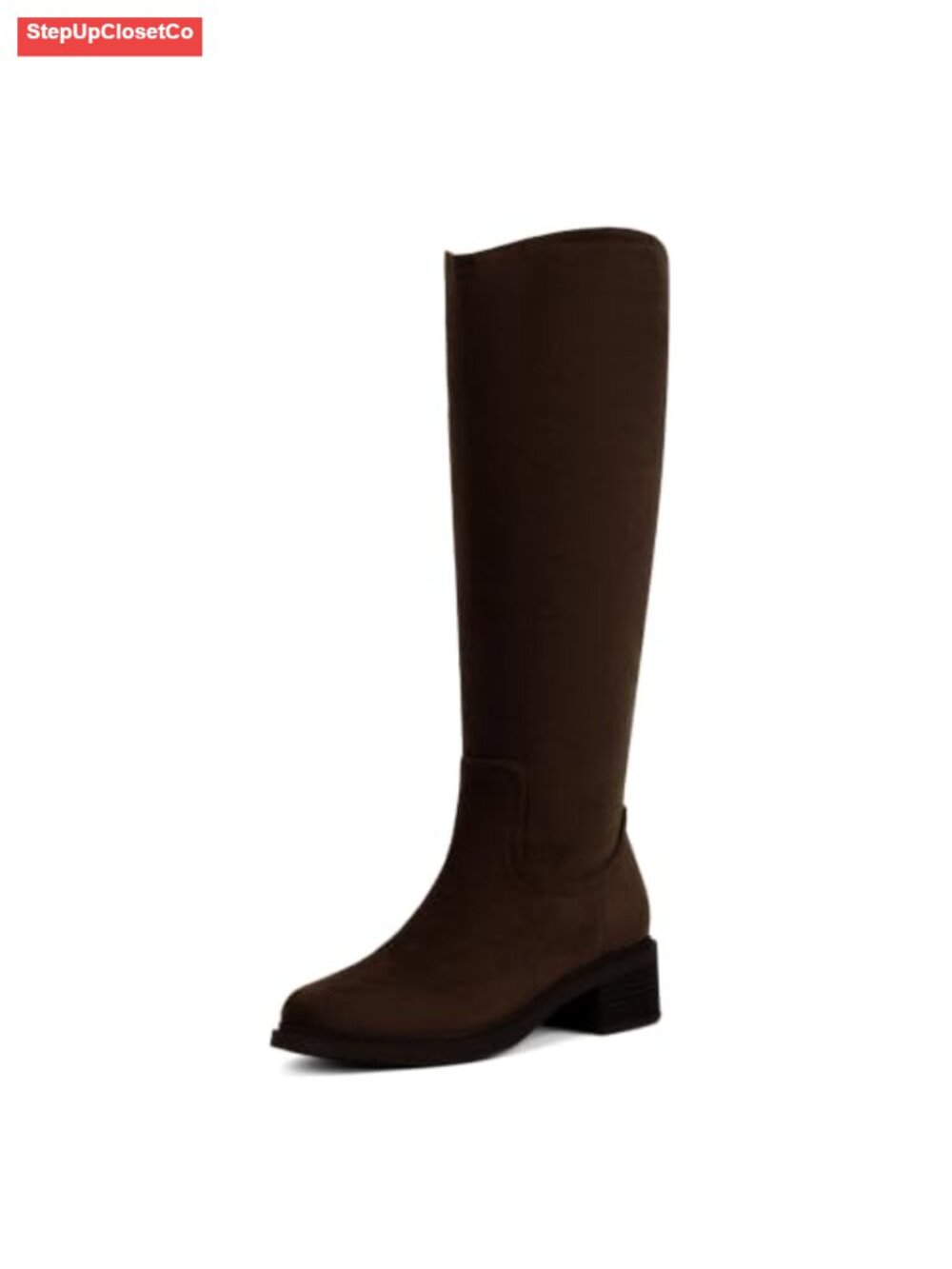 Women's Knee High Boots Faux Suede Side Zipper Block Heel Tall Boots